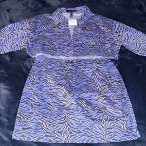 Blue and Black Zebra Print Top with Skirt